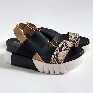 MIA Black and Snake Print Sandals